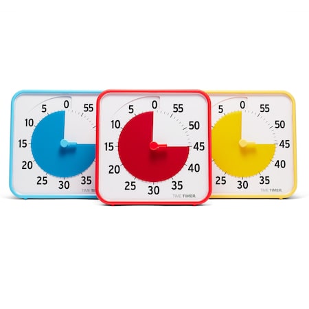 Time Timer Original 8in. Timer, Learning Center Classroom Set, Primary Colors, Set of 3 TT08B-PRM3-W